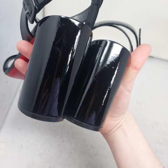 CHRISTIAN LOUBOUTIN Miss Sabina Black Ankle Strap Block Heel Sandal - Picture 10 of 12